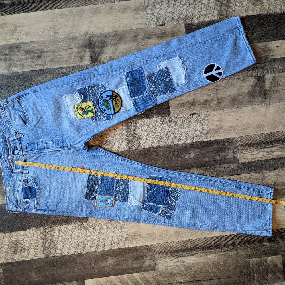 Levi's Blue Patchwork Straight Jeans - image 6